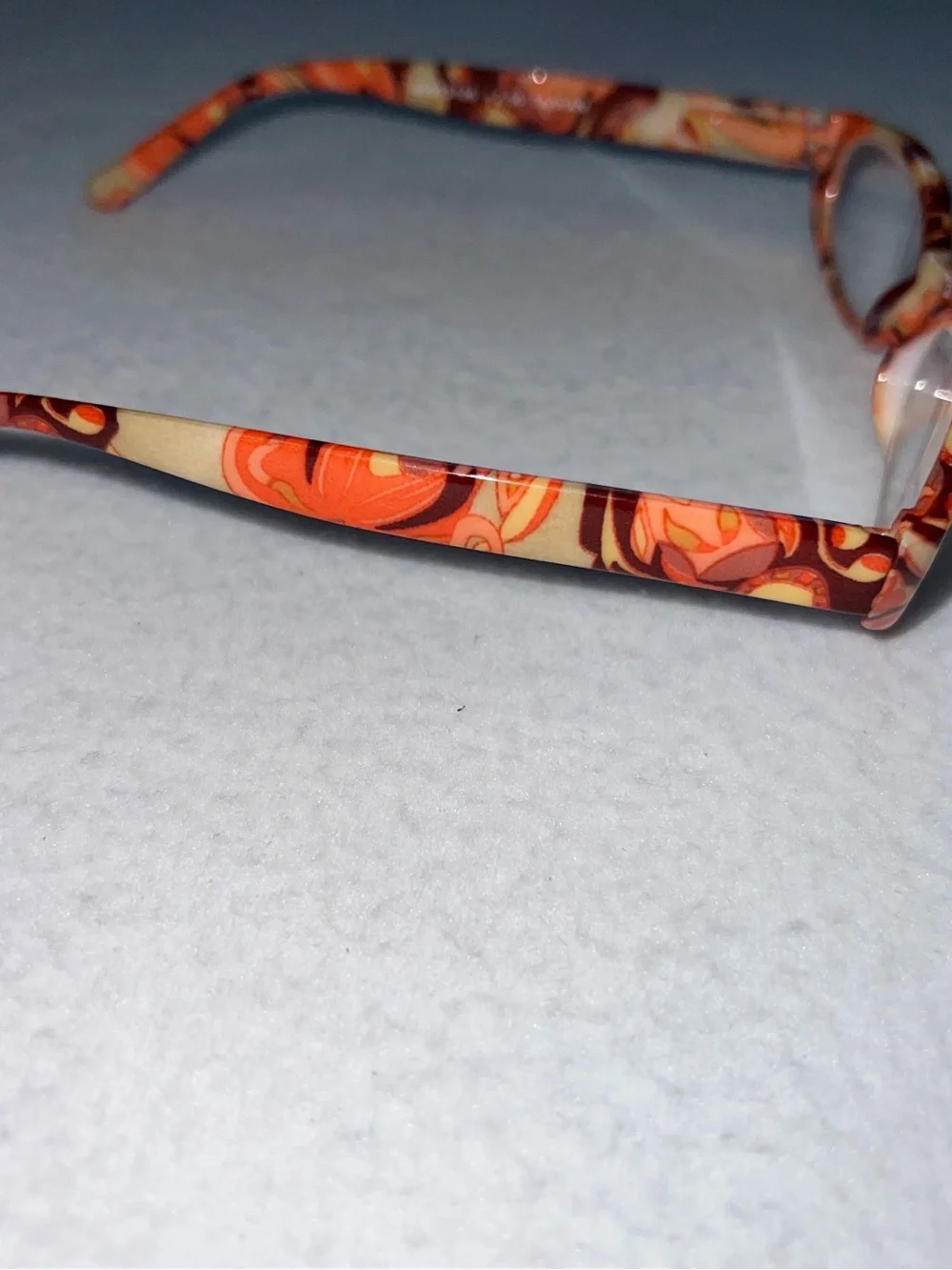 Orange Marbled Oval +2.5 Reading Glasses Vintage